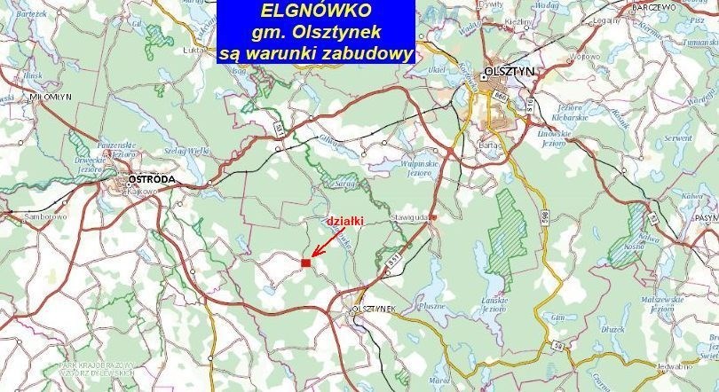 Elgnówko, gm. Olsztynek, 300 m do jeziora, 3 małe działki